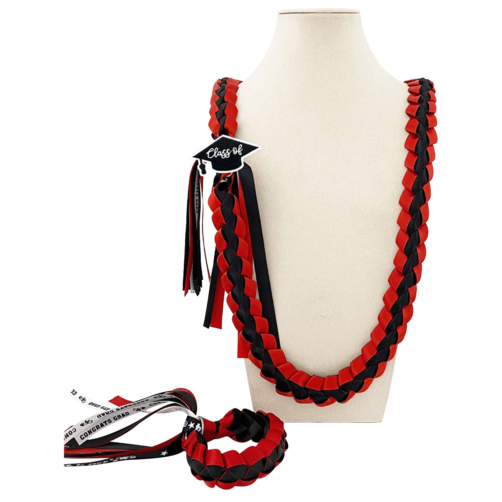 SHEIGUANNI Graduation Leis 2025 Money Ribbon Leis with Bracelet for Graduation 2025 with Grad Accessories Handmade Braided Graduation Necklace for High School,College Graduation Party Gift